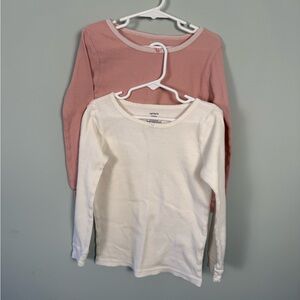 Girls Carter's Long Sleeve Shirt Waffle Material 2 Pack Pink and White - Size 7